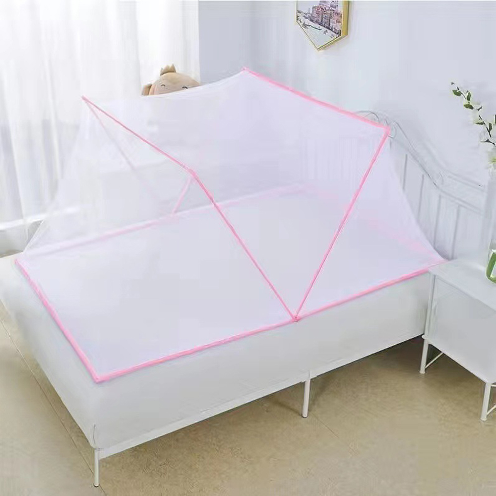 Good for sleeping, easy for storage, no installation, foldable bottomless mosquito net for single person - bright pink