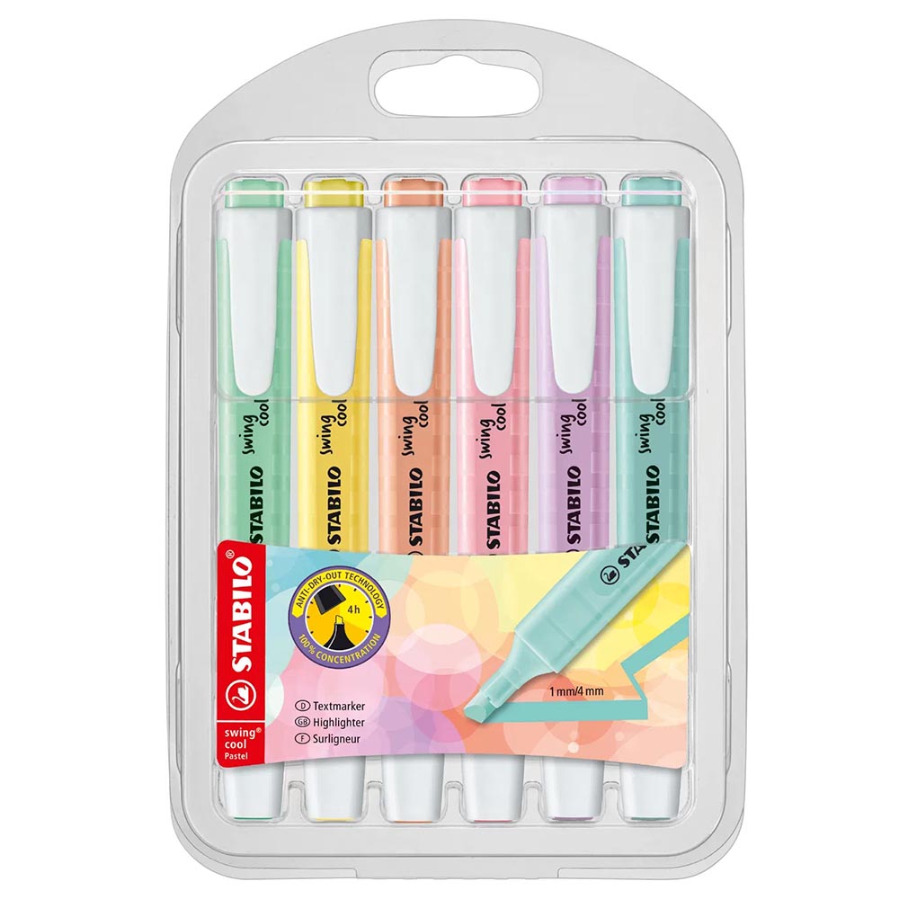 STABILO 德國 思筆樂 swing cool Pastel 樂酷馬卡龍色螢光筆 6色組/盒 ST275/6-08