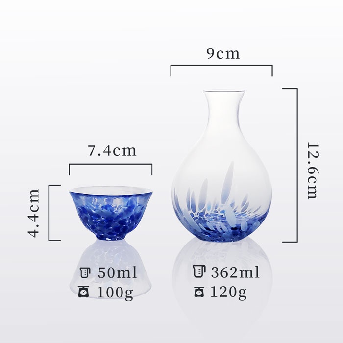 日本津輕 清酒壺 岩清水一壺兩杯(禮盒組)/1組 清酒杯 手工製作 金益合玻璃器皿, , large