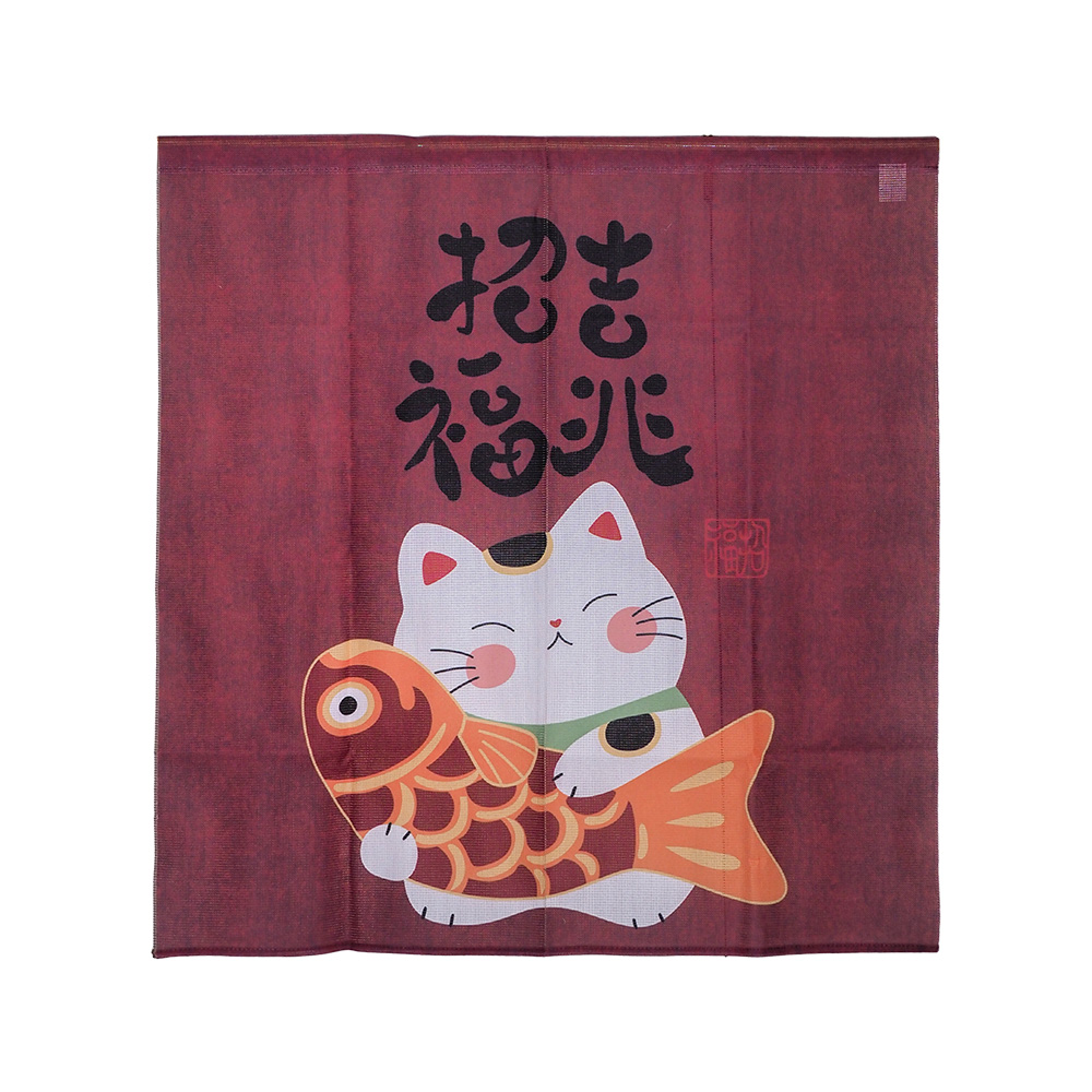 針織中門簾-85x90cm-招福吉兆貓-2條