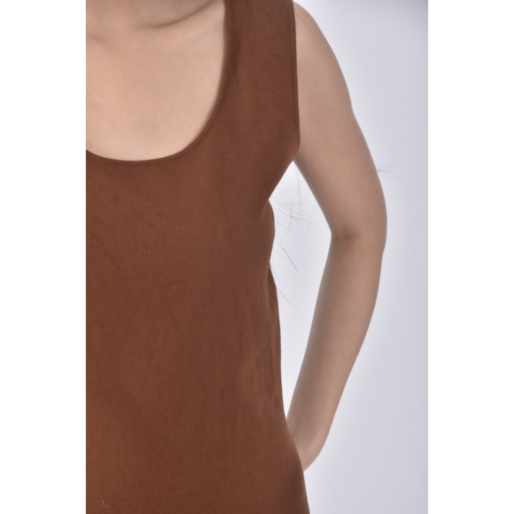 (S) 質感無袖棕色洋裝二手衣, , large