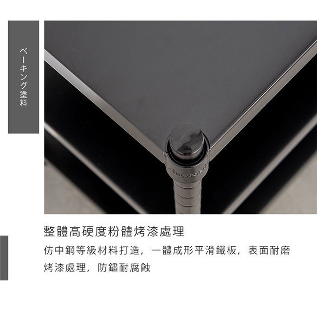 【Y HOUSE】60x35x90cm three-layer hole-free iron plate storage rack rack iron rack - black paint, , large