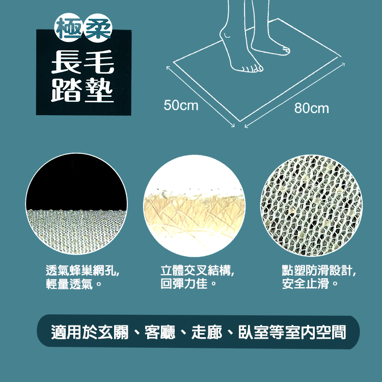 極柔長毛踏墊-50x80cm-4入, , large