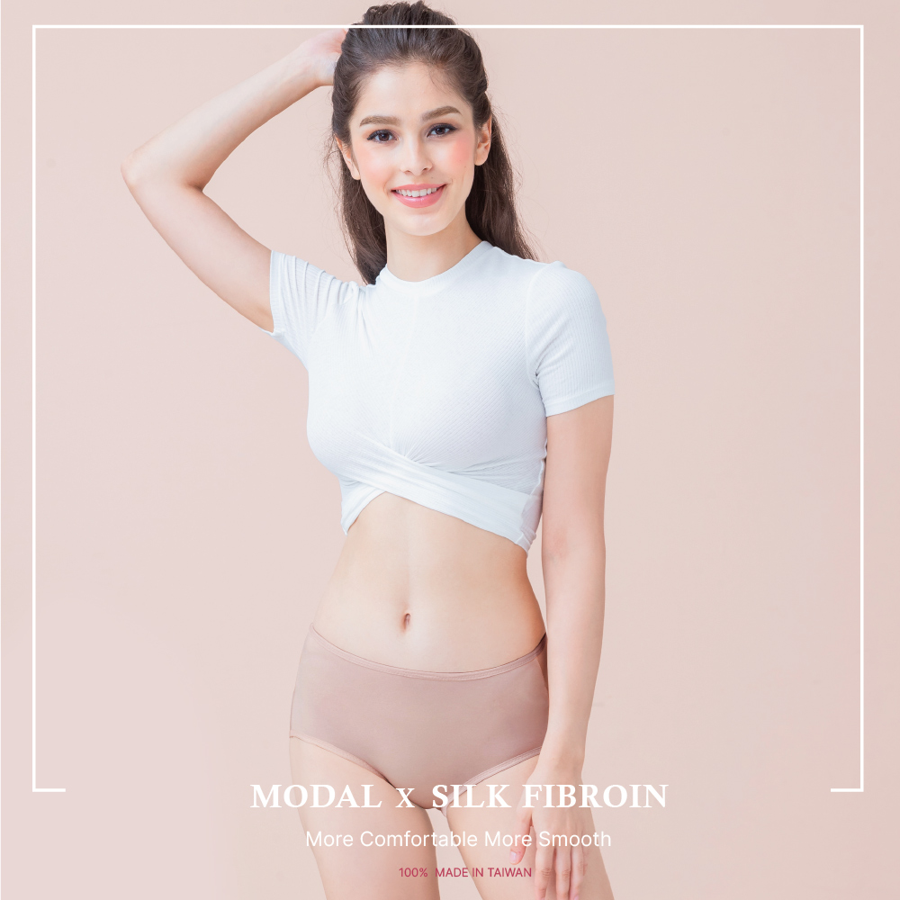 【Clany可蘭霓】台灣製絲蛋白美膚內褲 ｜莫代爾親膚透氣低敏・中腰女內褲 M&ndash;XL 可可咖 2152-15, , large