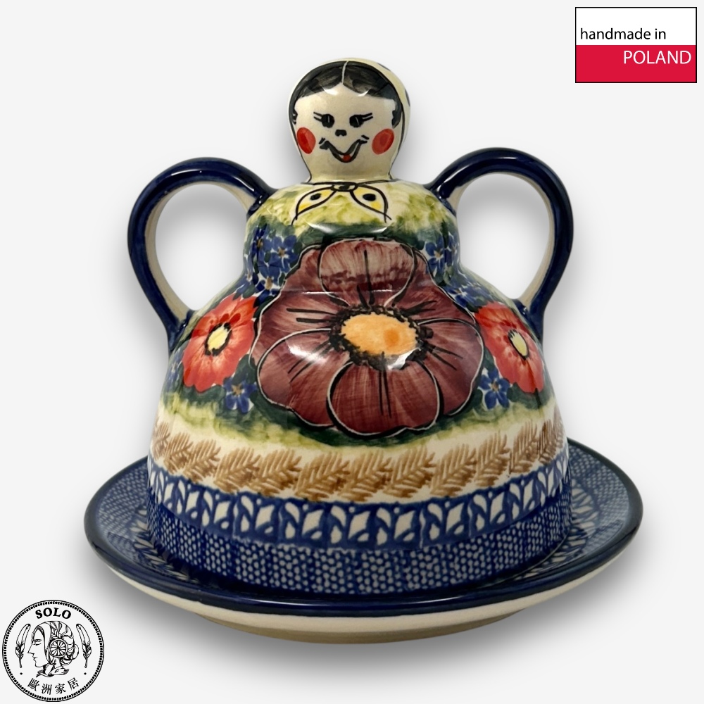 【SOLO歐洲家居】波蘭製 Cerraf 波蘭陶 14cm 起司娃娃 奶油盅/點心盤 雅紅之宴系列