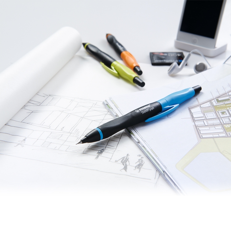 【德國天鵝STABILO】 SMARTgraph 智能樂人體工學0.5自動鉛筆/左右手右手2B黑/橘(ST1842/4-12), , large