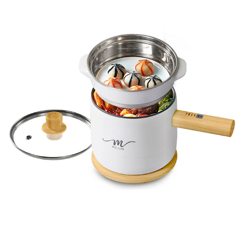 【MOLIJIA】1.8L-M17 Multifunctional Non-stick Electric Hot Pot/Rice Cooker/Steamer - White Wood Grain, , large
