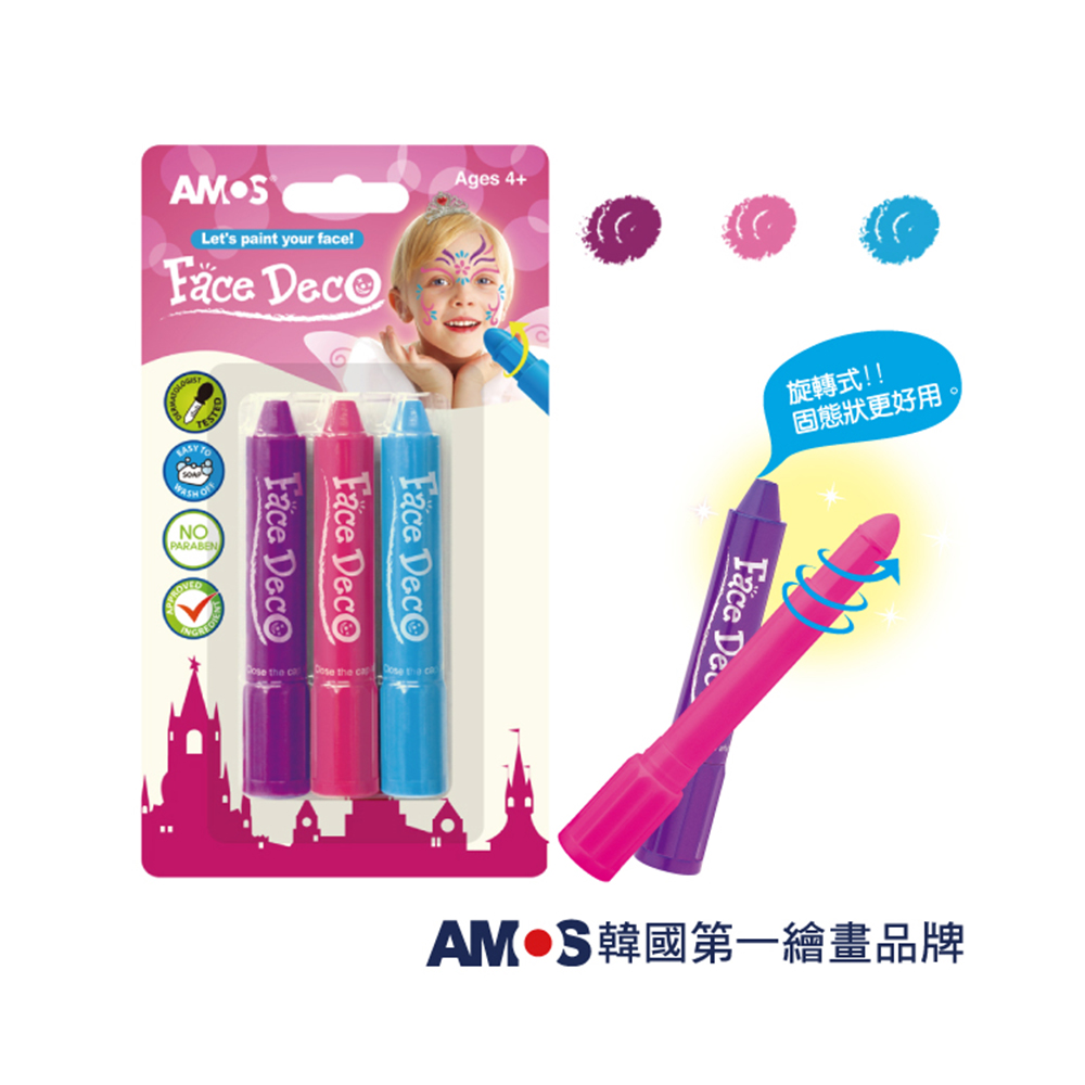 【AMOS 阿摩斯】韓國原裝 人體彩繪棒 3色 /組 粉色系 FD5B3G, , large