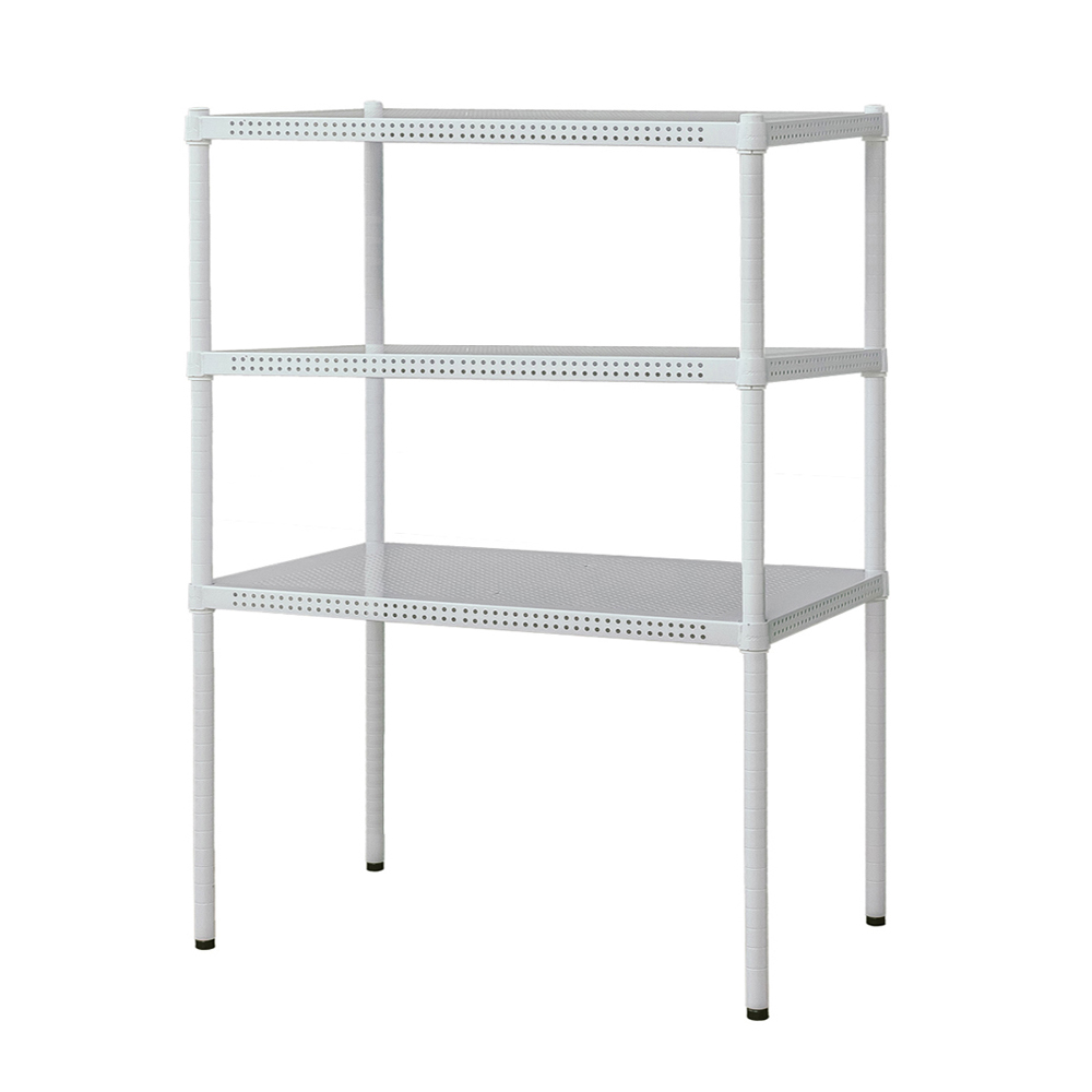 【Y HOUSE】60x45x90cm Perforated Plate Three-layer Shelf Perforated Plate Shelf Iron Shelf - Painted White, , large
