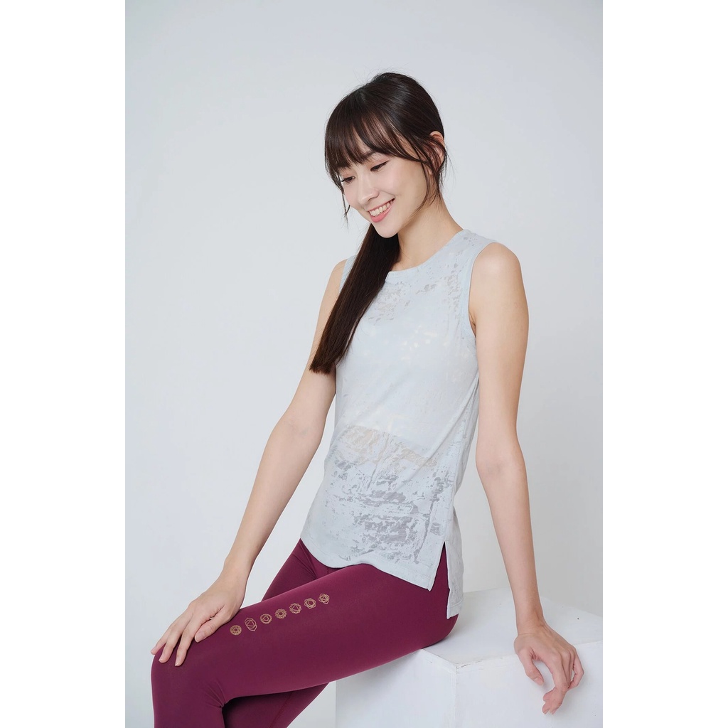 YOGA FLOW Burn Out Tank ( L ) - 圓領長版燒花罩衫 - 銀河灰 Misty Grey, , large