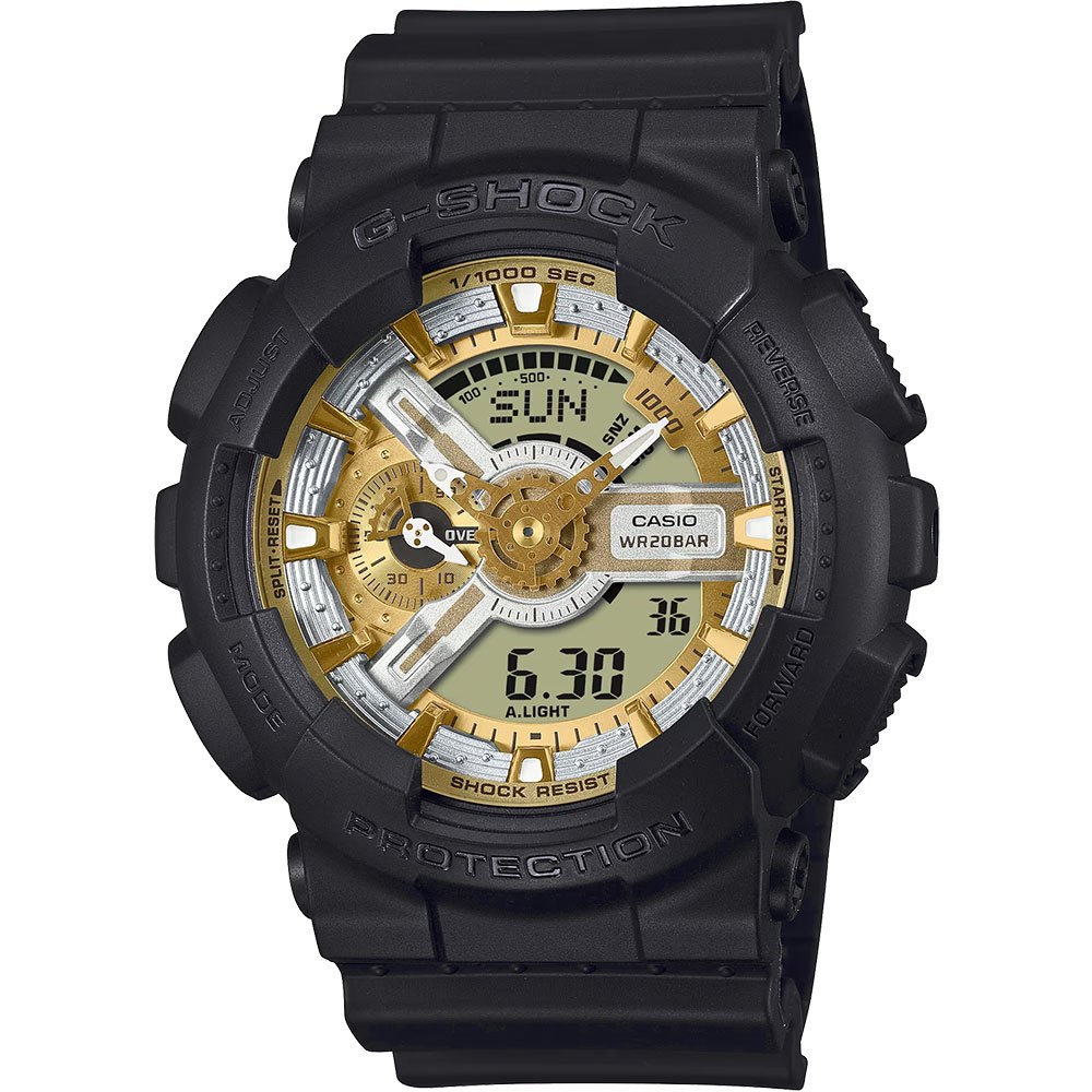 CASIO 卡西歐 G-SHOCK 金銀雙色 雙顯運動手錶 GA-110CD-1A9, , large