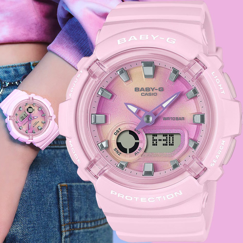 CASIO 卡西歐 BABY-G 扎染圖案雙顯手錶 BGA-280TD-4A, , large