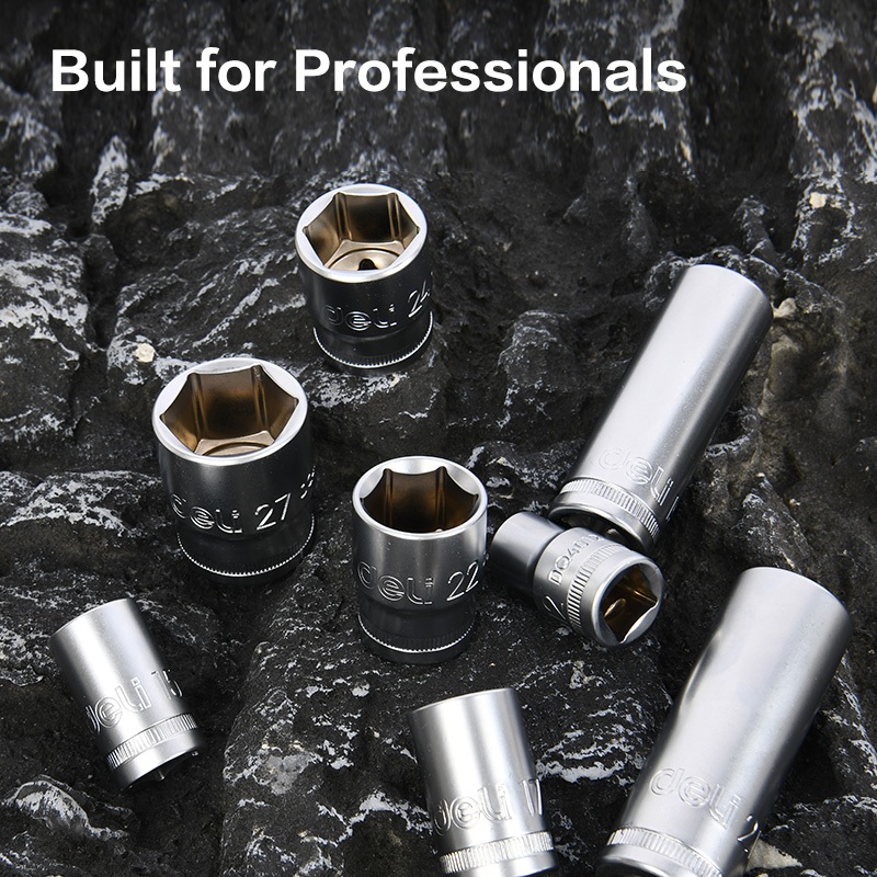 【得力工具 deli tools】43件 二分套筒組 扳手工具組  #SLIVER, , large