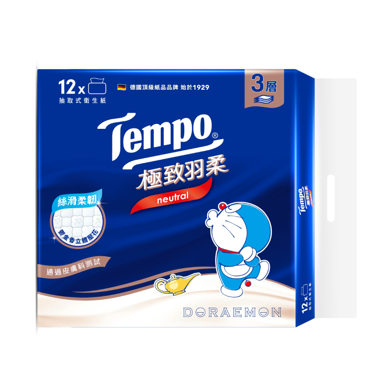 Tempo極致羽柔3層抽取衛生紙90抽12包, , large