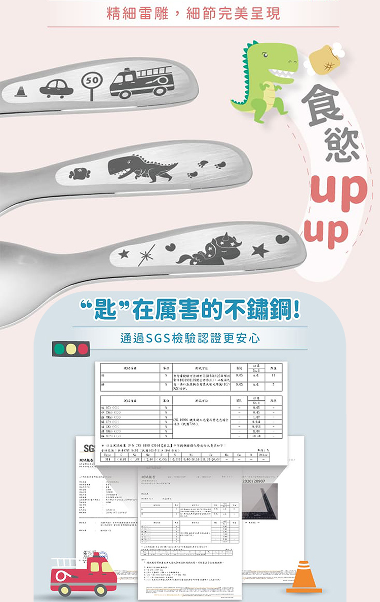 KOM316不鏽鋼兒童叉-獨角獸-3入, , large