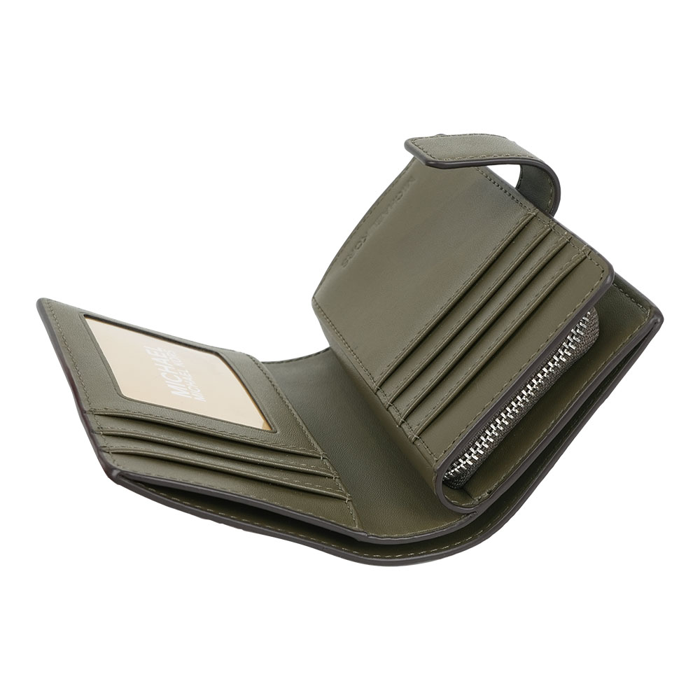 Michael Kors Jet Set 撲克牌花色塗層帆布釦式中夾(橄欖綠), , large