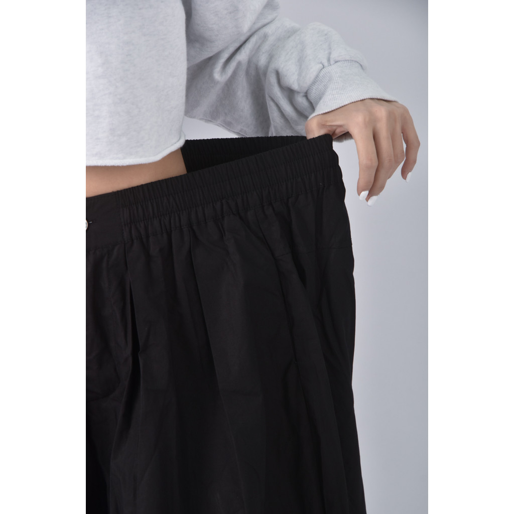 (S) 六和四季高腰棉質純棉黑色長褲二手衣, , large