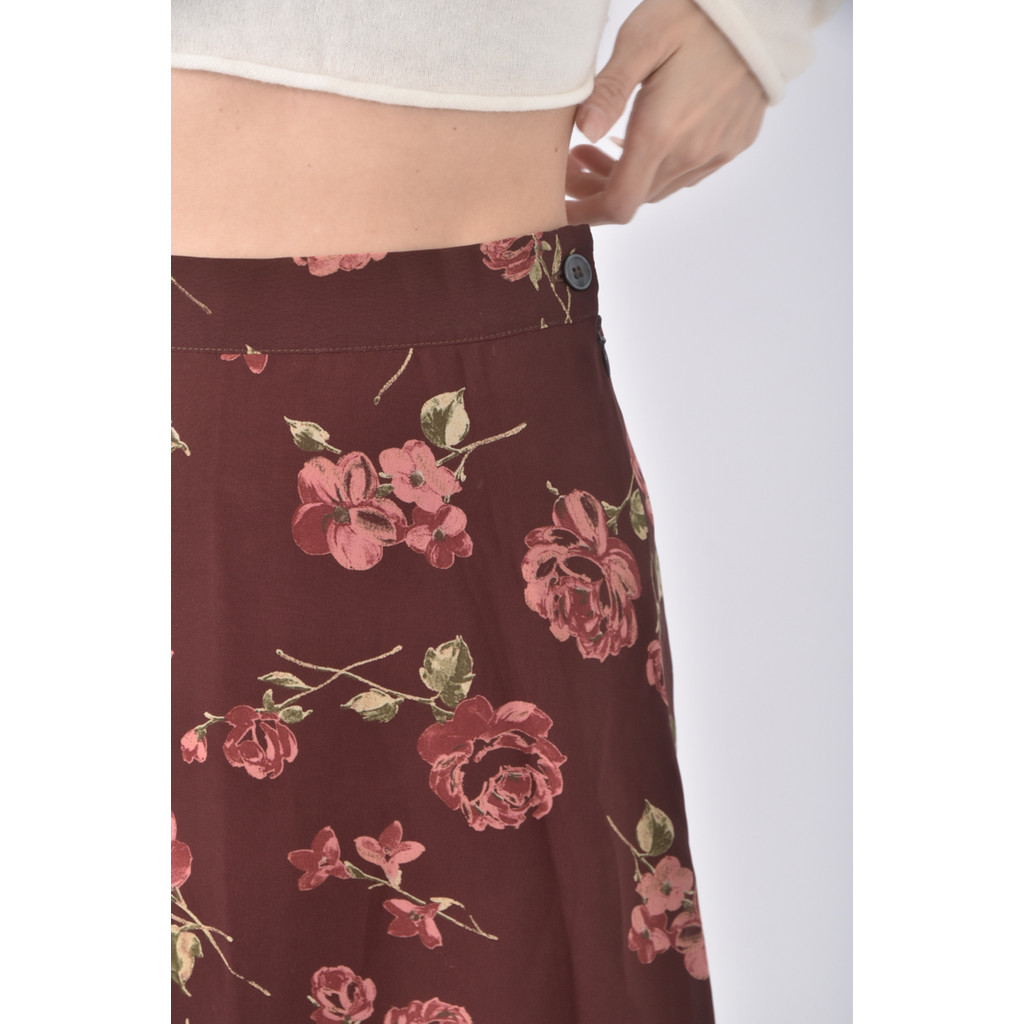 (S) 花紋棕色短裙二手衣, , large