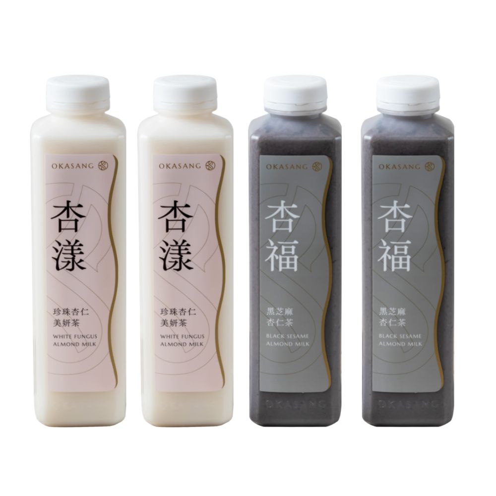 [日進生技]O卡桑杏仁茶美妍組｜1000ml*4 (珍珠杏仁美妍茶*2、黑芝麻杏仁茶*2), , large