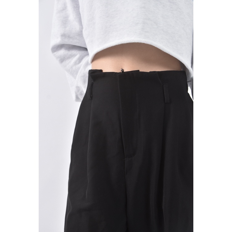 (M) liville高腰寬鬆黑色長褲二手衣, , large