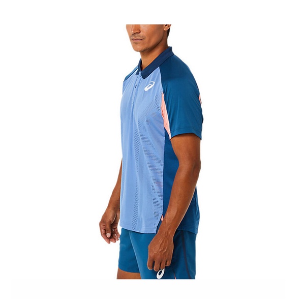 Asics 男 短袖 上衣 Polo衫 海外版 運動 訓練 網球 透氣 涼爽 防潑水 藍 [2041A193-401], , large