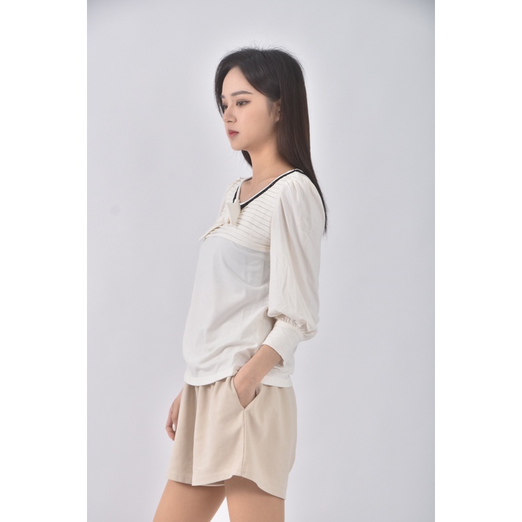 (S) barbie質感圓領白色長袖上衣二手衣, , large