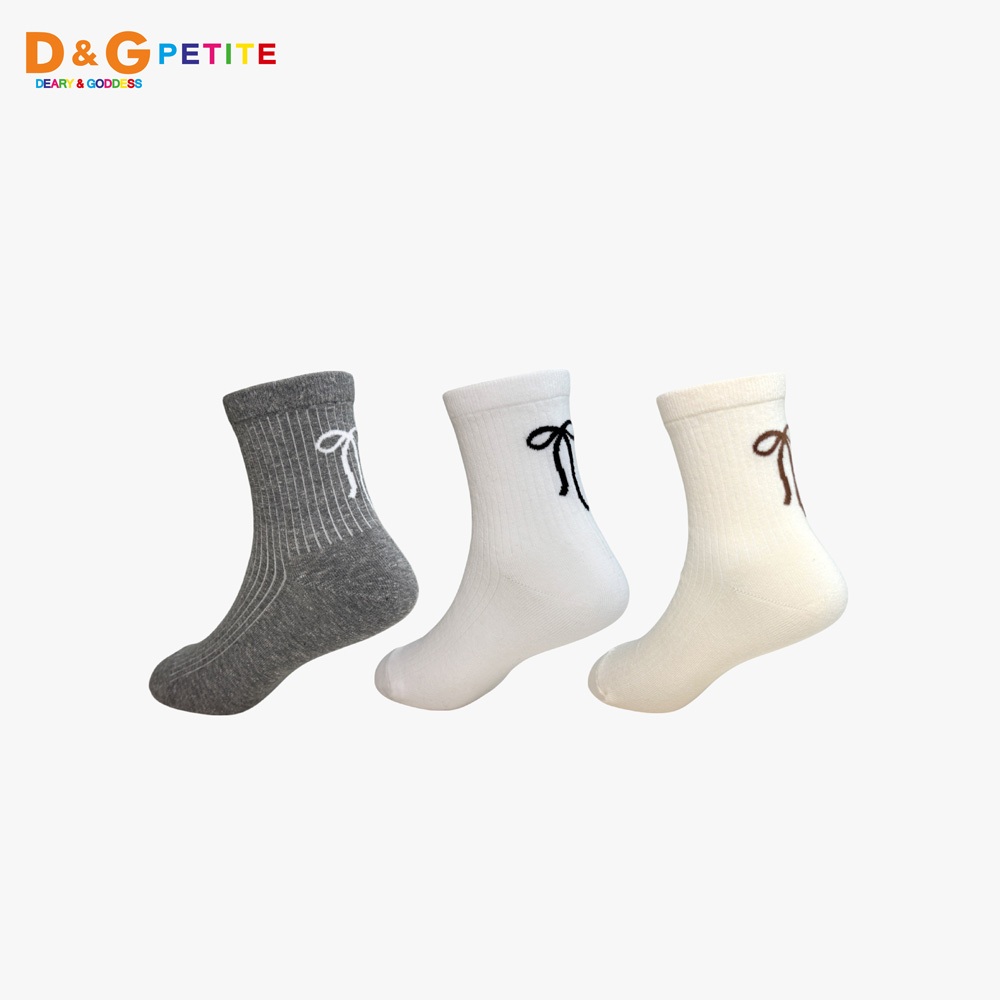 【D&G KIDS】蝴蝶結童襪<中灰,17-21cm>D600 短襪 襪子