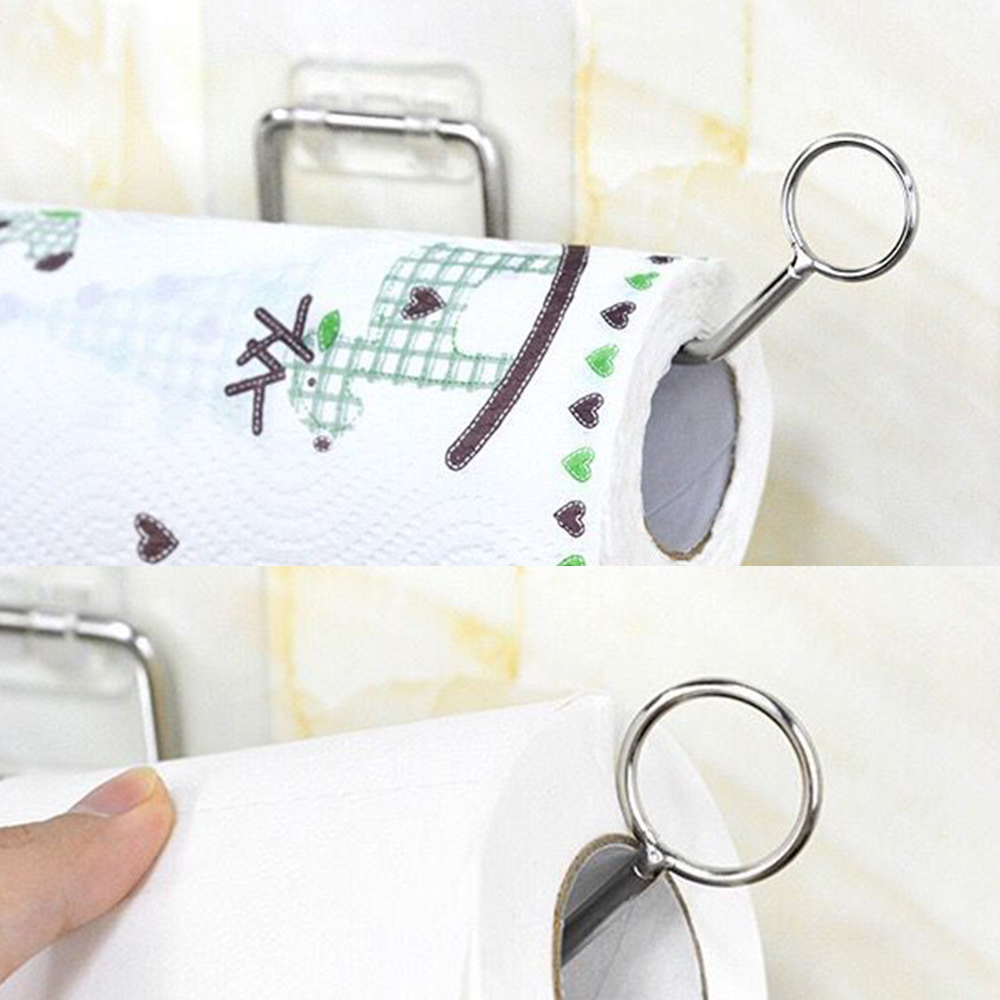 Stainless steel seamless kitchen and bathroom paper towel holder, , large