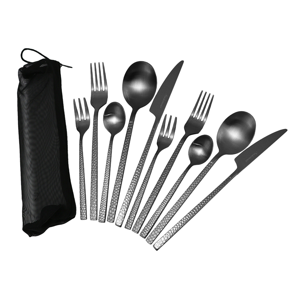 仙德曼露營鈦西餐具組-黑鈦-11件套x1組, , large