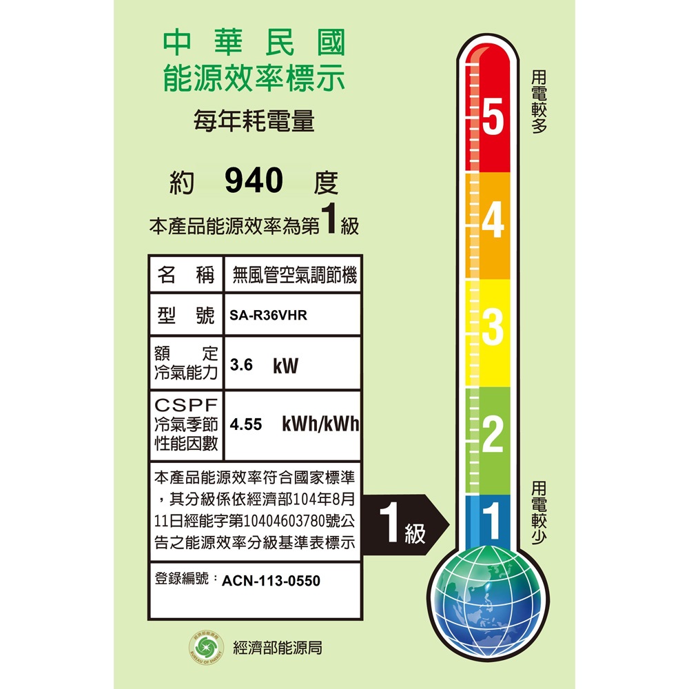 SANLUX Sanyo Taiwan 4-6 Ping Grade 1 Energy Efficiency R32 Inverter Window Air Conditioner Right-Blow Cooling & Heating SA-R36VHR, , large