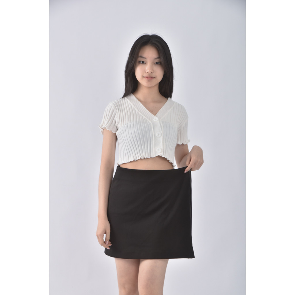 (2XL) le polka質感黑色短裙二手衣, , large