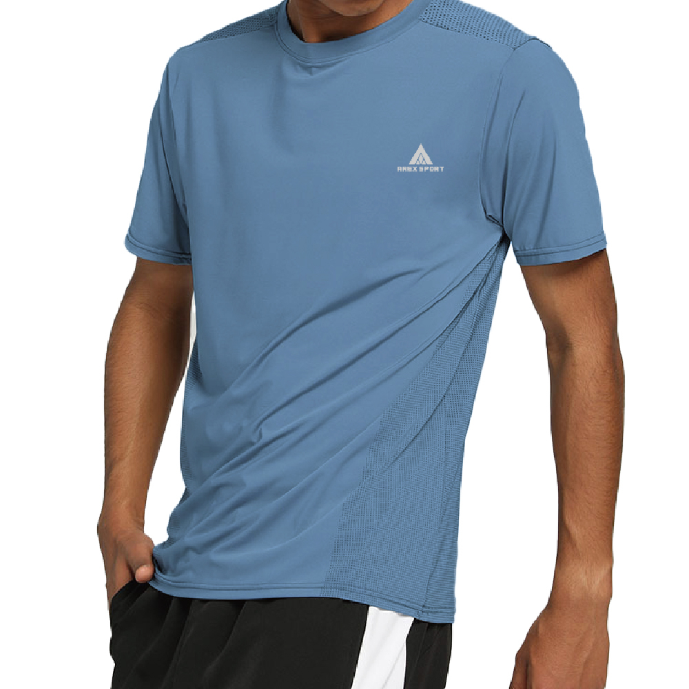 【AREXSPORT】AS-7463 男上衣 男涼感衣 冰絲短袖 大碼 男健身 涼感衣 大碼 冰絲衣 吸排衣 短袖衣, , large