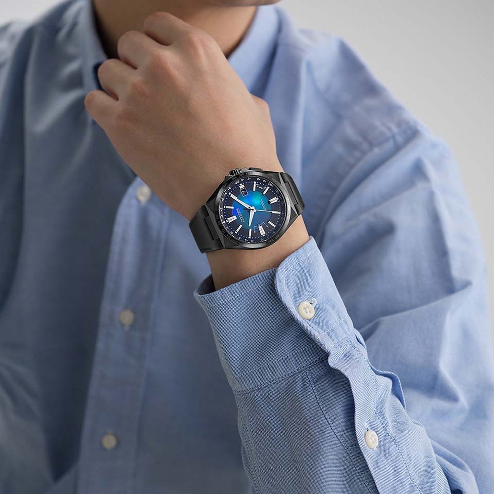 CITIZEN 星辰 千彩之海UNITE with BLUE 鈦金屬光動能電波萬年曆手錶CB0215-18L, , large