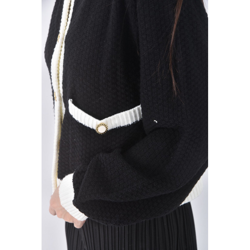 (S) majestic legon質感圓領黑色長袖上衣二手衣, , large