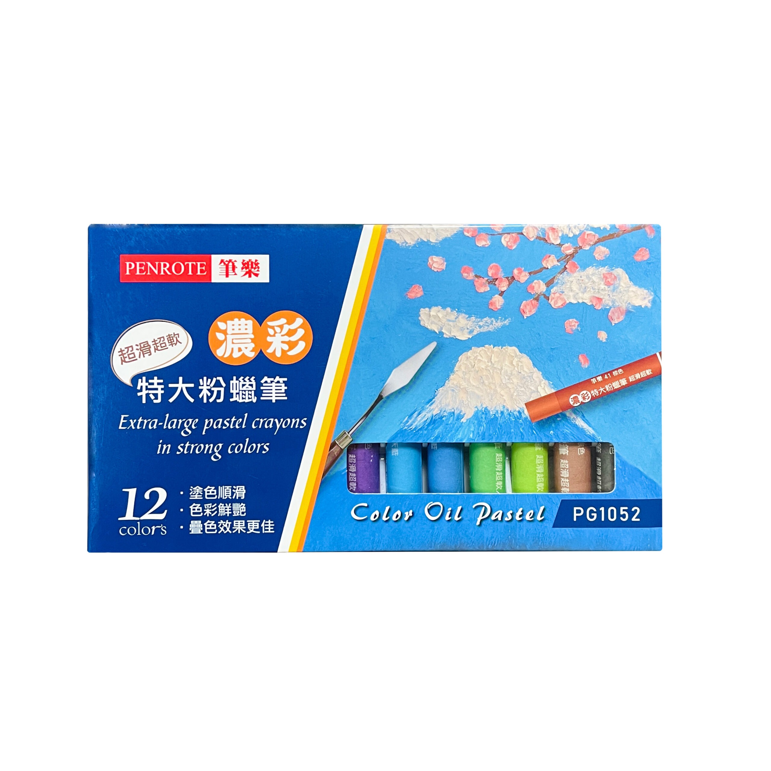 【PENROTE 筆樂】12色濃彩特大粉蠟筆, , large