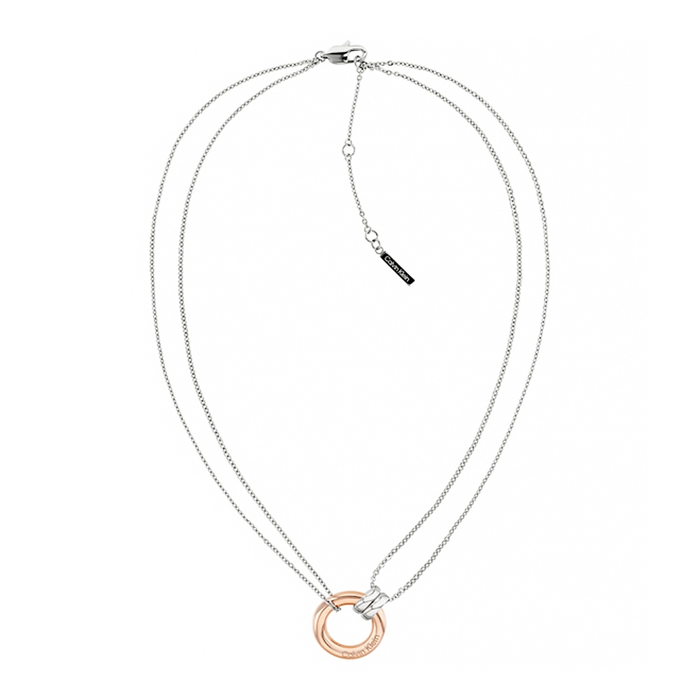 Calvin Klein CK 玫瑰金圓形墜飾項鍊 禮物 送禮(35000631), , large