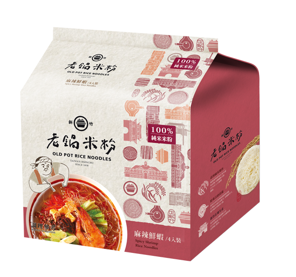 【老鍋米粉】即時沖泡米粉系列 純米麻辣鮮蝦風味湯米粉 60gx4入/袋