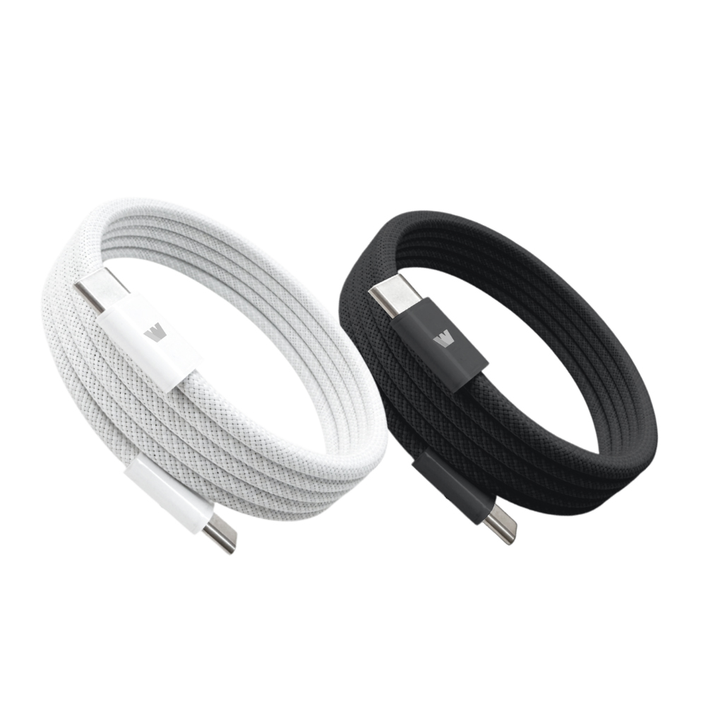 【Wephone】雙頭Type-C 100W 磁吸收納快充線/傳輸線/充電線(120公分) 雪霜白, , large