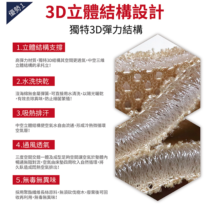 VICTORIA_3D立體透氣雙人床墊(1入), , large