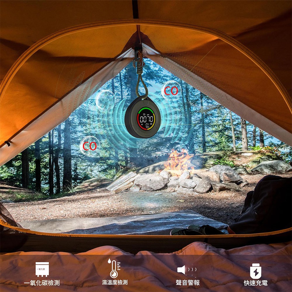隨身一氧化碳溫濕度偵測器-綠色, , large