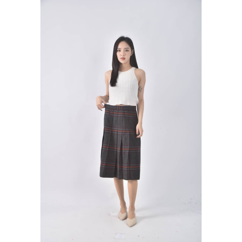 (M) 百褶灰色長裙二手衣, , large