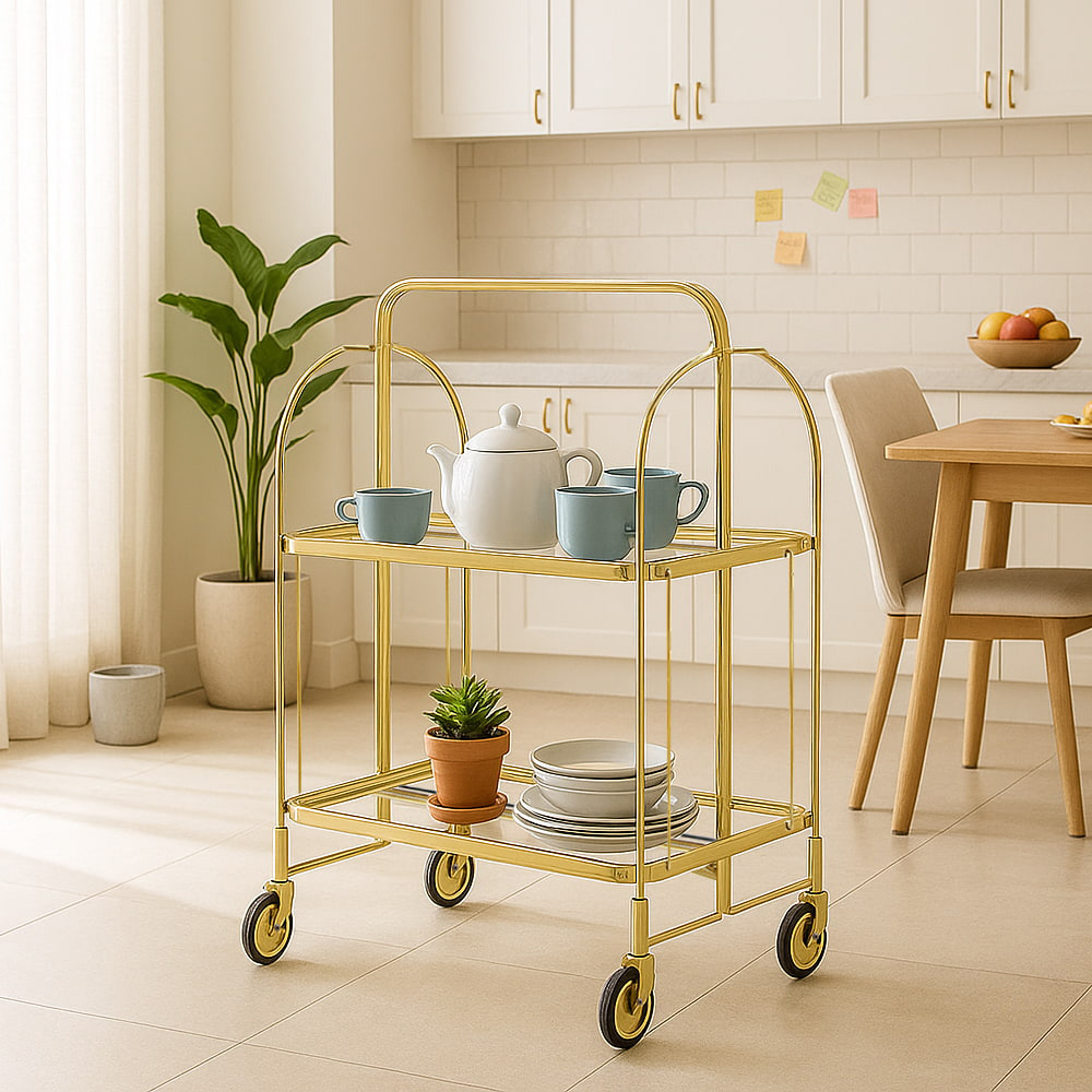 【AOTTO】免組裝輕奢質感折疊置物推車(AS-301), , large