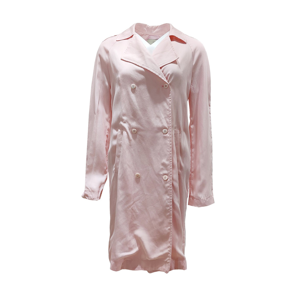 PINKO粉色翻領雙排釦長外套, , large