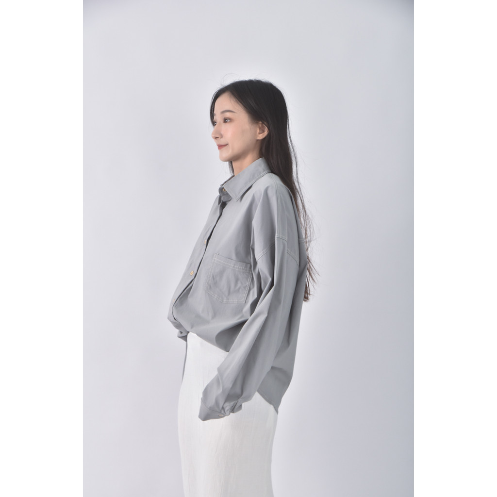 (XL) ystrive排扣灰色長袖上衣二手衣, , large