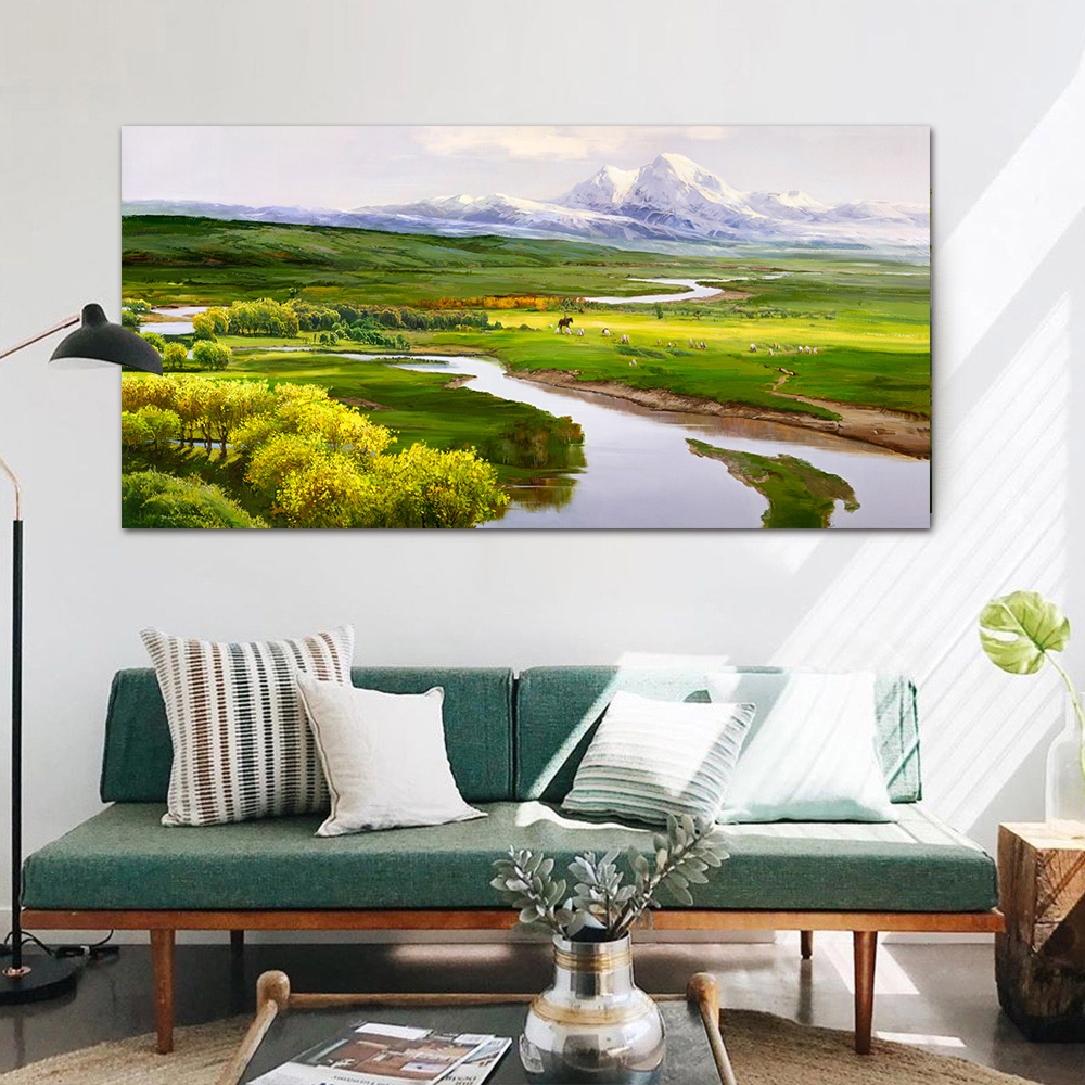 【御畫房】天山牧羊 國家一級畫師手繪油畫60&times;120cm(VF-126), , large