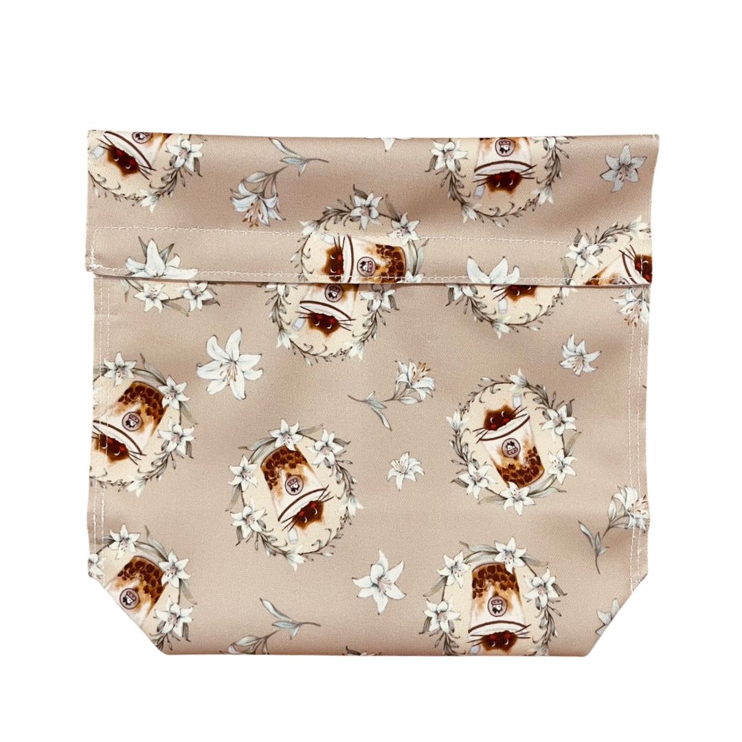 Bubble Tea Reusable Sandwich bag ( silicone cloth), , large