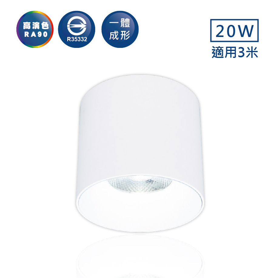 DanceLight舞光 20W 神盾筒燈 光束角36度 壓鑄鋁散熱快 全電壓 一體成形 時尚白/貴族黑(白光/黃光/自然光), , large