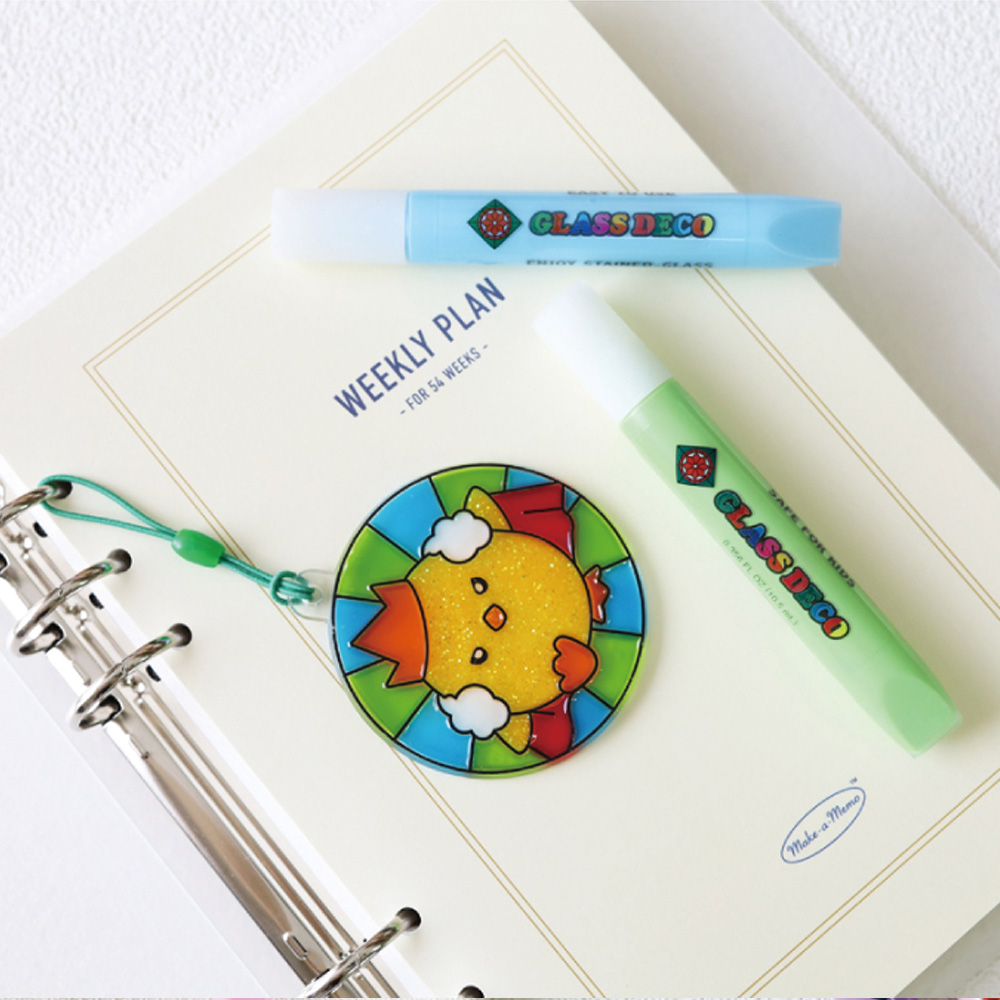 【韓國AMOS】10色HUERI&FRIENDS 模型版DIY玻璃彩繪組, , large