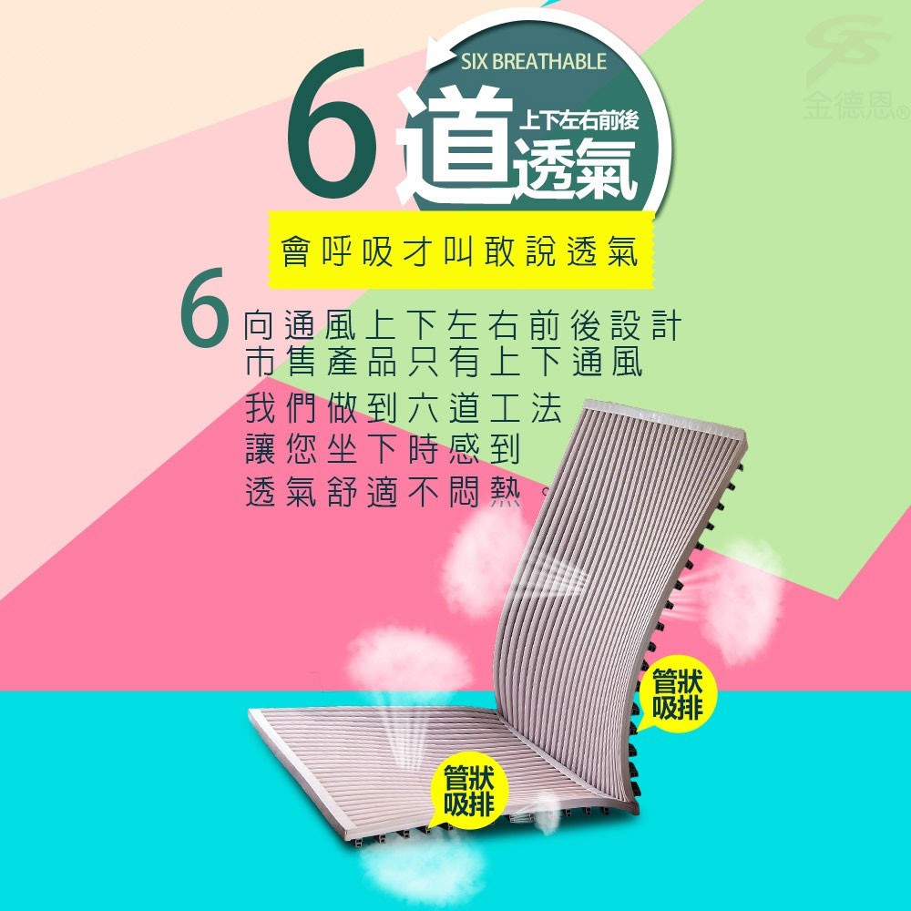 GS MALL 台灣專利製造 透氣冰涼軟式椅背墊+坐墊L號 椅背墊 背墊 透氣墊 冰涼 椅墊 蓆墊 通風墊 靠墊, , large