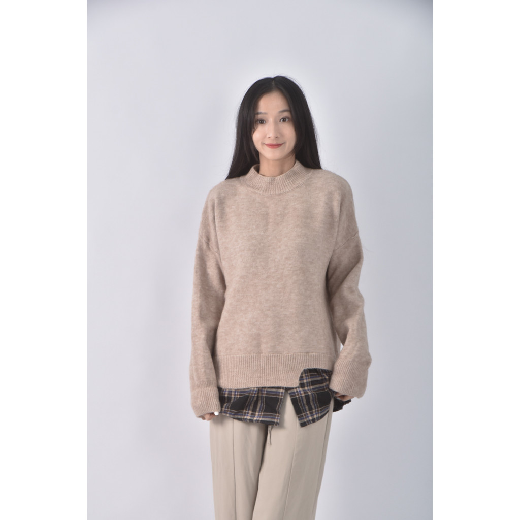 (XL) major made棉質圓領杏色長袖上衣二手衣
